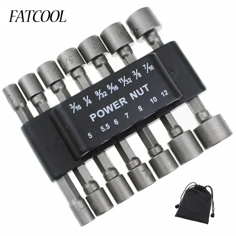 Power Key Tools - 14個/セット 1/4インチ六角軸パワーナットアレンキーレンチソケットビット 3/16インチ-7/16インチ 5-12mm ドライバービット（電動工具用）