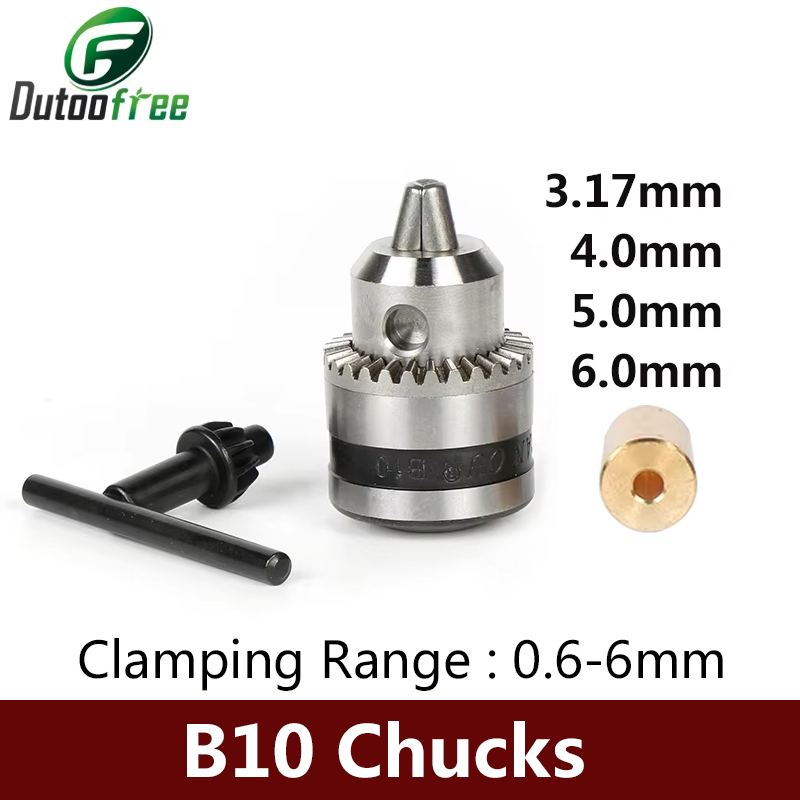Power Key Tools - 電動工具クランプ 0.6-6 ミリメートル B10 マイクロモータードリルチャックテーパーマウントドリルチャックチャックキー真鍮ミニ電動モーター