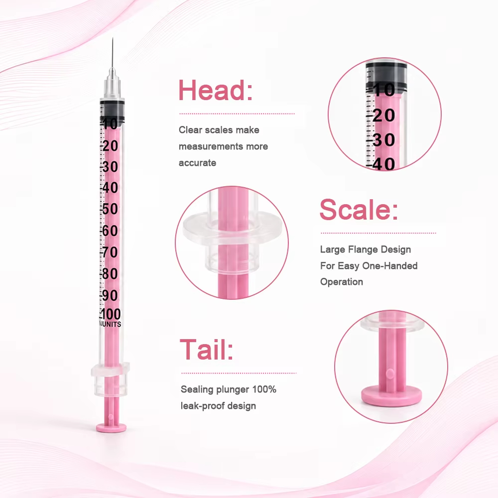 100個/箱 ビューティー用1mlピンクインスリン注射器 3 - Power Tools Pink のレビューと価格